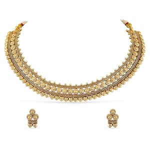 14K Gold Plated Alloy Moissanite Flower Design Necklace Earring Headpiece Set Engagement Ethnic Women's Trendy Fashion <b>Jewelry</b> - Product Image 3
