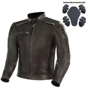 Chaqueta de Motociclista de Cuero Perforado con Textura Natural, Elegante, Negra, de Cuero Genuino, Resistente al Viento e Impermeable - Product Image 1