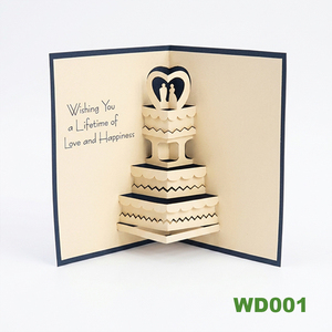 Tarjetas de Felicitación 3 en 1 con Diseño de Pastel de Boda Tradicional en 3D, Corte Láser, Papel Artesanal, Barnizado Mate, para Bodas, Cumpleaños, Año Nuevo - Product Image 2