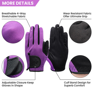 Gants d'équitation à meilleure adhérence, antidérapants, de haute qualité, pour cavaliers juniors et adultes, logo personnalisé - Product Image 3