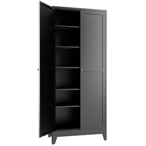 Armoire de cuisine moderne en métal noir de 75 pouces, autoportante, avec 5 étagères réglables, capacité de 180 lb, modèle D0100XFLDHA - Product Image 4