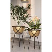 Pot Tanaman Logam Persegi Modern Set 2 Buah Ramah Lingkungan Tahan Lama untuk Ruang Tamu Teras Beranda Kebun Rumput Bunga