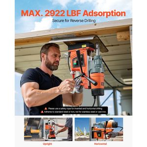 Trapano Magnetico Elettrico Portatile da 1550W, 2 Diametri di Foratura, 2922 Lbf, Velocità Variabile 0-500 RPM, Categoria Trapani Elettrici - Product Image 5