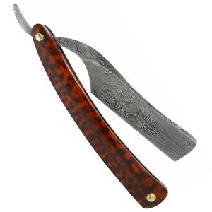 Maquinilla de afeitar plegable clásica de acero de Damasco, afeitadora de peluquero de borde recto con herramienta de afeitado de corte de garganta - Product Image 2