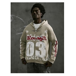 Men's Y2k Number Graphic Zip Up Hoodie Sweatshirt <b>Gothic</b> Long Sleeve Hooded Casual <b>Jacket</b> Streetwear - Product Image 4