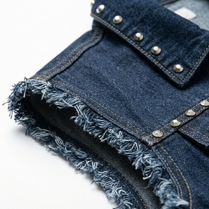 Oversized Breathable Denim Vest Custom Logo Print <b>Studded</b> Design Premium Sustainable 100% Cotton Casual Denim Vest - Product Image 3