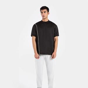 Men's Luxury Oversized Short Sleeve <b>Shirt</b> Premium Cotton O-Neck <b>Patchwork</b> Pattern Streetwear Casual Knitted Fabric 320g - Product Image 1