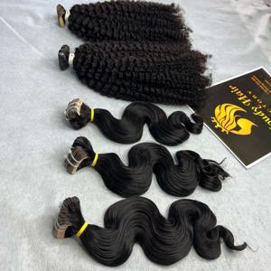 Extensions de cheveux à bandes 100% cheveux humains vietnamiens bruts, lot de cheveux, boucles crépues, boucles Jerry, ondulations naturelles, double trame, un donneur, directement de l'usine - Product Image 1