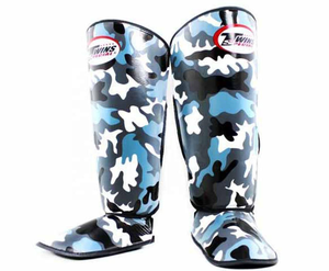 Espinilleras Twins para Muay Thai y Kick Boxing, Personalizadas, 100% Cuero Genuino de Alta Calidad, Diseño Camuflado - Product Image 4
