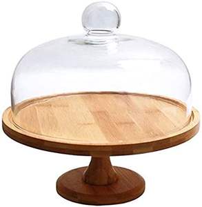 Premium Finish Wooden <b>Cake</b> <b>Stand</b> With Clear <b>Glass</b> Cover For Cupcake Display And Elegant Catering Event - Product Image 6