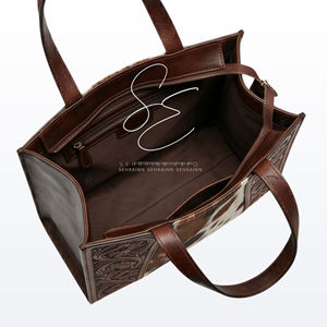 Bolso Tote de Cuero Grabado a Mano Estilo Western, Bolso de Vaquera con Doble Asa Superior, Amplio Bolso de Oficina para Mujer - Product Image 5