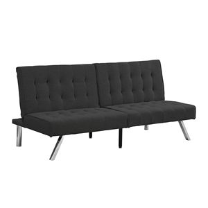 Divano Letto Futon Confortevole con Telaio in Legno Nero e Gambe in Acciaio Inossidabile - Product Image 4