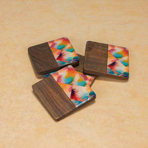 Ceramic <b>Rectangle</b> Coasters Set of 4 with Olive Pattern Mediterranean Design Reusable Mats & Pads - Product Image 6