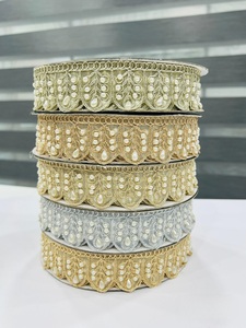 Dentelle florale de luxe sur mesure, broderie métallique complexe, embellissements de perles, tissu brocart 100% - Fabricant en gros - Product Image 4