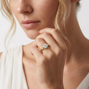 Bague solitaire en diamant rond cultivé en laboratoire certifié IGI, classique à quatre griffes, bijoux fins en or 10K 14K 18K, argent 925 935 - Product Image 4