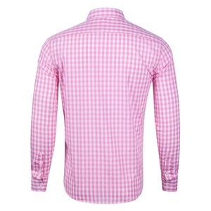 <b>Men's</b> <b>Long</b> <b>Sleeve</b> Plaid <b>Shirt</b> Pink <b>White</b> Checkered Casual Yarn Dyed Button Cuff Top Classic <b>Men</b> Business Office <b>Shirt</b> Formal fit - Product Image 2