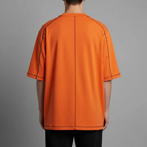 Nuevas Camisetas de Hombre Oversize de Moda, Ecológicas, Estilo Hip Hop, con Logotipo Personalizado, Cuello Redondo, Manga Corta, Costuras en Contraste, Camiseta Holgada para Hombre - Product Image 2