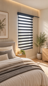 Persianas Enrollables Modernas WINHOME Zebra Día y Noche, Eléctricas, de Láminas Anchas, Opacas, con Rayas Horizontales, de Poliéster Liso - Product Image 1