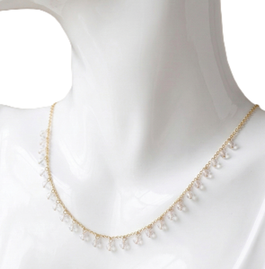 Collar de cadena con diamantes de laboratorio finos engastados en oro macizo de 10K y 14K, delicado y minimalista, con bisel de diamantes. - Product Image 6