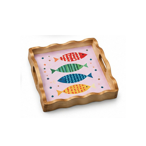 Plateau de service en forme de feuille avec motif de plante verte, usage résidentiel décoratif - Product Image 2