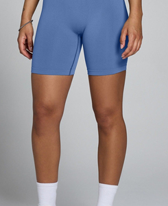 Shorts de Yoga de Cintura Alta, Color Sólido, Sin Costuras, Cintura Elástica Acanalada, Spandex y Nailon, Ropa Deportiva para Mujer, Calidad Premium - Product Image 3