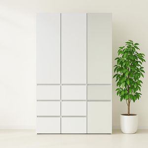 Sistema Armadio Modulare in Legno Elise con Specchio Bianco, Design Moderno Organizzativo - Product Image 1