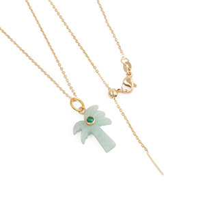 Amazonite Carved Pendant <b>Necklace</b> Gold Plated Palm <b>Tree</b> Charm <b>Necklace</b> Handmade Carved Gemstone Jewelry for Women - Product Image 6
