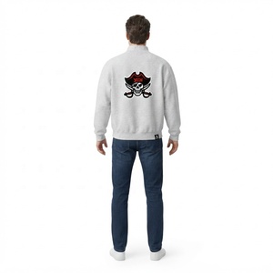 Sudadera Gris para Hombre con Cuello Alto, Estampado de Calavera Pirata, Estilo Casual, Corte Regular, para Otoño - Product Image 2