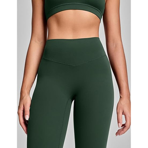 Women's High Waist Full Length <b>Leggings</b> Solid Dark <b>Green</b> Stretch Knitted Seamless Yoga Workout Wear All Seasons - Product Image 6