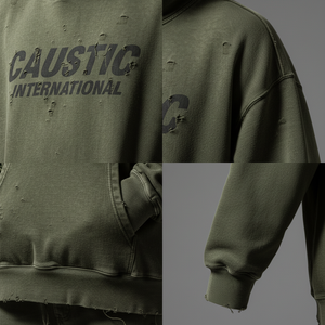 Sudadera con Capucha Personalizada para Hombre, 400GSM, Lavado Ácido, Logotipo Bordado con Pedrería, Estilo Vintage, 100% Algodón, Fabricante - Product Image 2