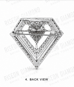 Trillion Cut Diamond Silver Brooch <b>Mens</b> Geometric Premium Luxury 925 Sterling Silver Formal Suit <b>Lapel</b> <b>Pin</b> Modern Fine Jewelry - Product Image 3