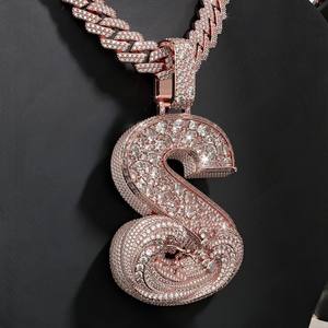 Colgante Hip Hop Personalizado con Moissanita VVS, Joyería Fina de Plata 925, Colgante de Letra Personalizada con Incrustaciones de Diamantes - Product Image 1
