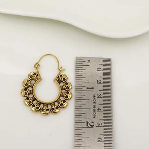 Boucles d'oreilles créoles squelette plaqué or antique, style punk, bijoux de mode unisexe en alliage - Product Image 2