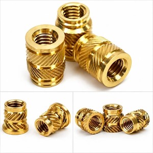 Insert fileté en laiton pour acier inoxydable, à sertissage à chaud, personnalisé, M4, entièrement fileté, manchon d'écrou pré-encravoué, écrou moleté pré-encravoué - Product Image 5