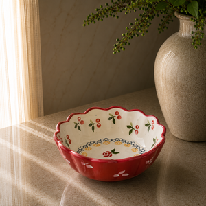 Tazón de Cerámica Premium con Diseño Floral Audaz y Perfil Redondo Profundo para una Decoración Elegante en la Cocina y la Mesa - Product Image 6