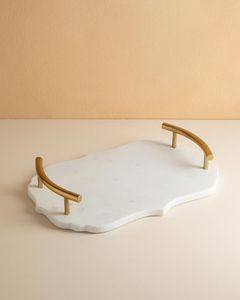 Bandeja de Servir de Mármol con Asas Metálicas, Bandeja Decorativa de Lujo para Mesa de Centro, Cocina y Decoración del Hogar - Product Image 6
