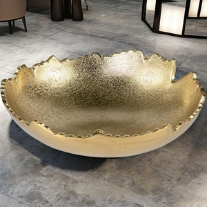 Gold decorative bowl luxury serving bowl metal fruit bowl golden centre piece bowl decorative fruit <b>basket</b> hammered metal bowl - Product Image 1