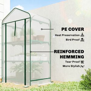 Mini Serra Portatile Bianca con Tetto a Rete e Porta Avvolgibile con Cerniera 70 cm x 50 cm x 127 cm per Giardini - Product Image 5