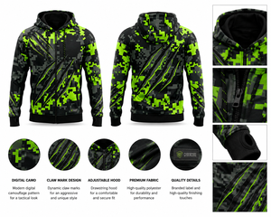 Wolson Industry WI-SH-00055 Olive Heavyweight Zipped Blank Sublimation <b>Hoodie</b> with Custom Logo for <b>Running</b> & Training - Product Image 5