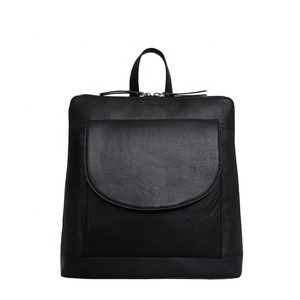 Premium Quality Genuine Leather <b>Backpack</b> Vintage Style with Two-Way Zip Top <b>Black</b>-Geometric Pattern Direct Top Indian Supplier - Product Image 1