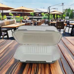 9x6 Inch Bagasse Clamshell Food <b>Container</b> 100% Biodegradable Sugarcane Pulp <b>Takeaway</b> Box Eco-Friendly Disposable Lunch Box - Product Image 1