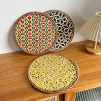 Ecologisch verantwoorde handgeweven bamboe opvouwbare opbergbak in vintage stijl voor gebruik in de keuken en voor het serveren van brood & groenten