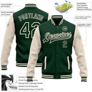 <b>Men's</b> Winter Varsity <b>Jacket</b> with 100% Cotton Shell Fleece Lining Stand Collar Breathable Knitted Fabric Regular Fit Casual Style - Product Image 2