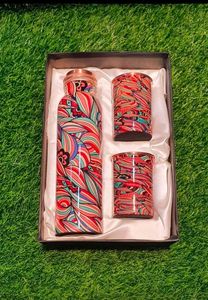 Ensemble de deux bouteilles d'eau en cuivre imprimées, anti-fuite, vaisselle ayurvédique, gourde en métal pour le yoga, la santé, la gym, le bureau, l'école - Product Image 6