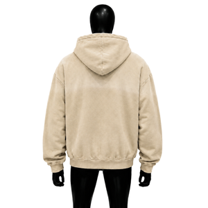 Sudadera con capucha y cremallera PREMIUM BEIGE STREETWEAR LOVE HEART con estampado de corazón y texto 'Love Me', sudadera informal extragrande con diseño de logotipo frontal - Product Image 2