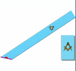 Regalia Ceremonial Bordada a Mano con Compás y Escuadra, de Oro, para el Rito de Memphis Misraim, de la Logia Azul - Product Image 1