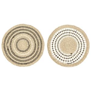 En gros, Set de table bohème en jonc de mer noir géométrique tressé, Sous-verre en paille, Protection de plat résistante à la chaleur, Décoration de salle à manger de luxe - Product Image 3
