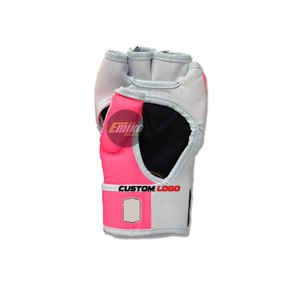 Guantes de MMA Emiko Industry con Logotipo Personalizado, Color Rosa y Blanco, Medios Dedos, Cuero PU, Guantes de Boxeo Muay Thai, Cierre de Velcro, Precio Económico - Product Image 3