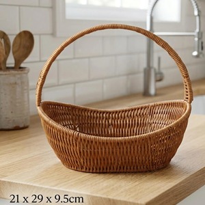 Handwoven Rattan Fruit <b>Basket</b> Ideal For Fruit Storage Breakfast Serving Dining <b>Table</b> And Gift Hamper Use Wholesale From India - Product Image 3