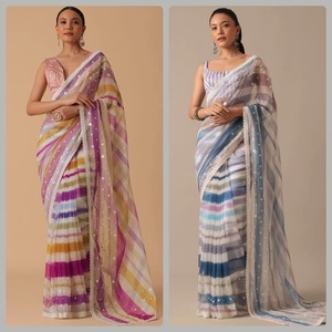 Sari en Georgette le plus vendu avec des broderies de sequins pour la collection de vêtements de soirée pour femmes, provenant d'un fournisseur indien - Product Image 6